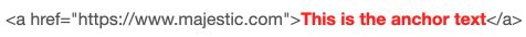 image of the HTML code of a link - you can see the Targel URL and the anchor text. HTML code of a link